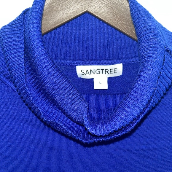 Sangtree Womens Size L Blue Turtleneck Cashmere polyester blend sweater - Picture 3 of 5